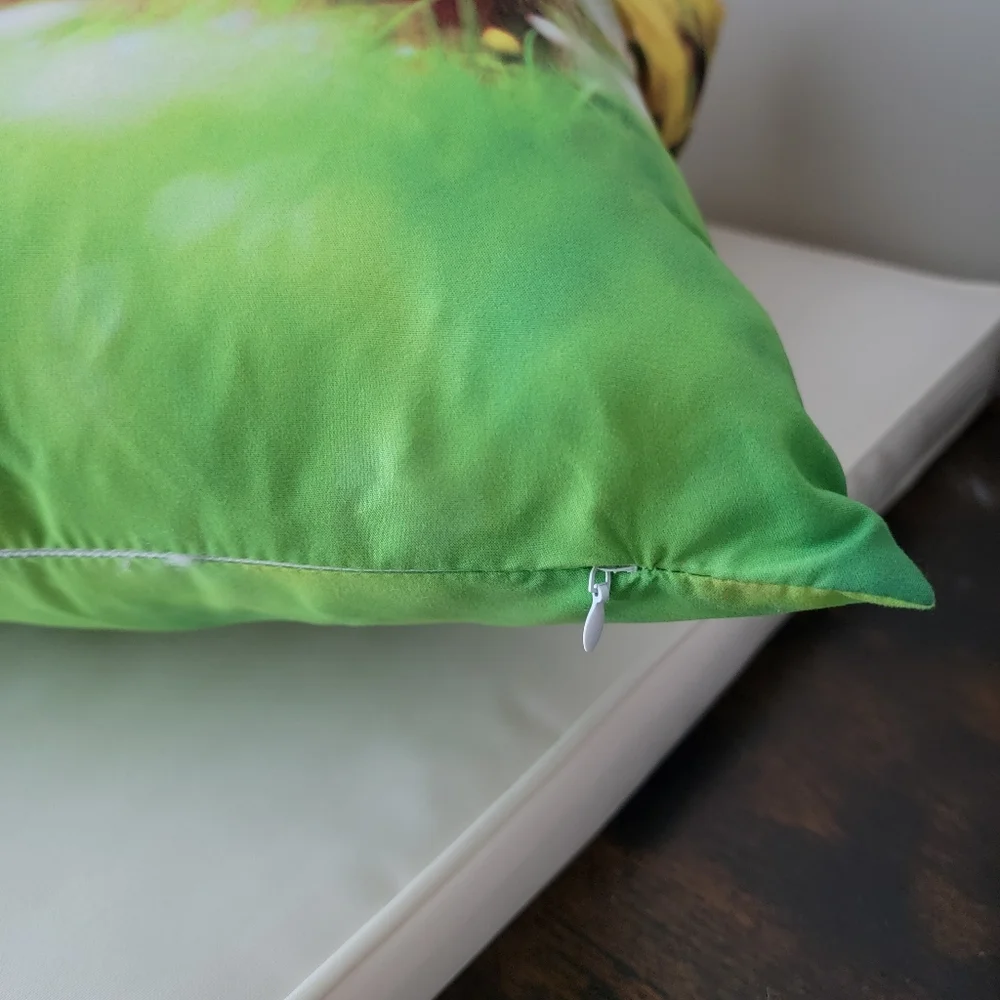 Dog Design Dog Print Pillow cover with Yellow and Green Background